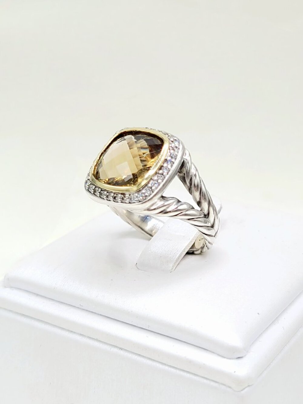 David Yurman Albion Champagne Citrine Diamond Ring w/ 18K Yellow Gold & Diamonds - Picture 7 of 14